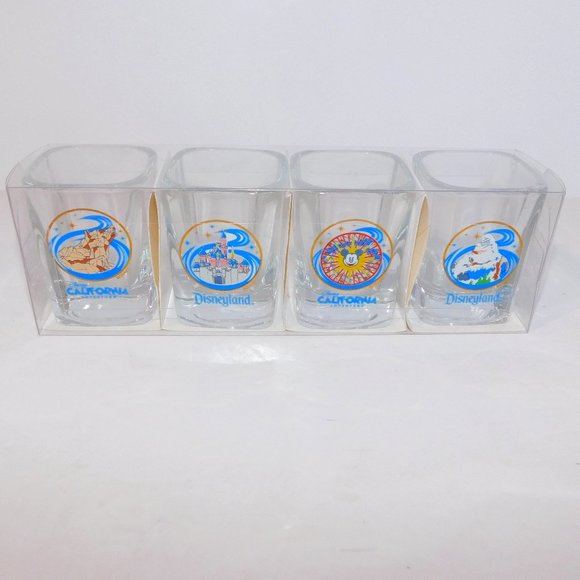 Disney California Adventure Disneyland Square Shot Glass Set 4 - NEW - Picture 1 of 4